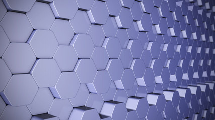 purple displaced purple hexagons 3d render