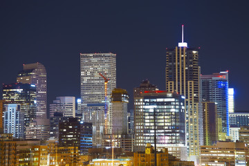 Fototapeta na wymiar Denver downtown skyline at night, Colorado, USA