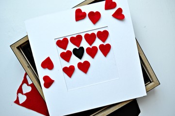 red hearts with frame in the white background