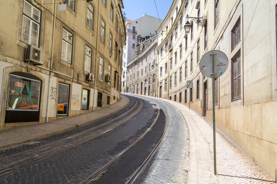 a winding road in Lisbon