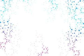 Structure molecule and communication. Dna, atom, neurons. Scientific concept for your design. Connected lines with dots. Medical, technology, chemistry, science background. Vector illustration.