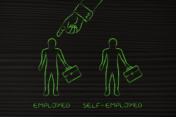 types of work, being employed chosen over self-employed