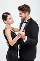 Happy business people dancing