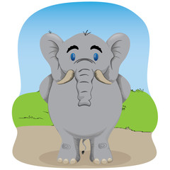 Charge Illustrated representing an elephant standing waiting. Ideal for educational and cultural materials
