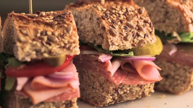 Fresh sub sandwich on multigrain bread