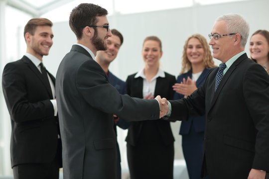 Concept of success in business. Handshake reliable business part