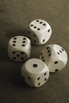 closeup of the dices on  table