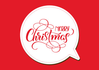 red holiday frame with Merry Christmas on white background. calligraphy and lettering. Vector illustration EPS10
