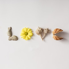 Word LOVE made of summer things
