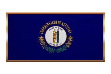 Flag of Kentucky , golden frame, fabric texture