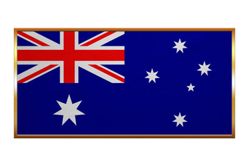 Flag of Australia, golden frame, fabric texture