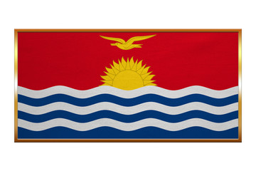 Flag of Kiribati , golden frame, fabric texture