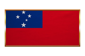 Flag of Samoa , golden frame, fabric texture