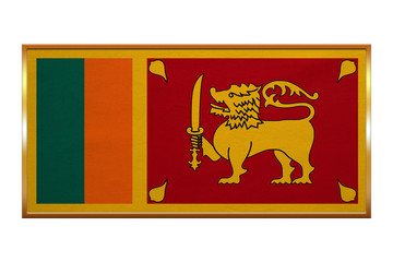 Flag of Sri Lanka , golden frame, fabric texture