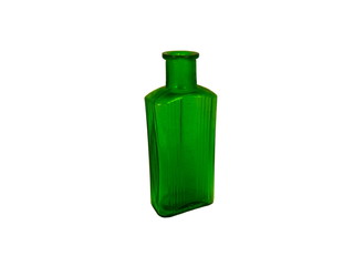 Antique green ribbed glass poison bottle dug up from a disused Victorian tip in Cardiff, Wales