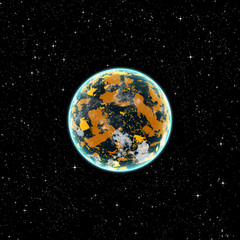 Yellow planet in space