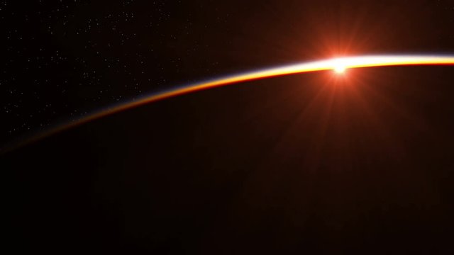 Sunrise Over The Earth. Amazing View Of Planet Earth From Space. Realistic 3d Animation. Ultra High Definition. 4K. 3840x2160. 