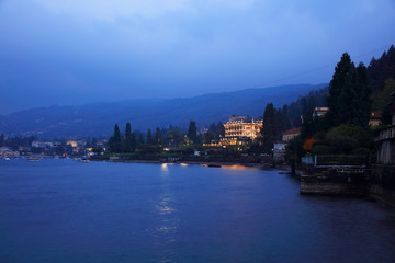 Obraz premium Sunset light over Lake Maggiore, Italy, Europe