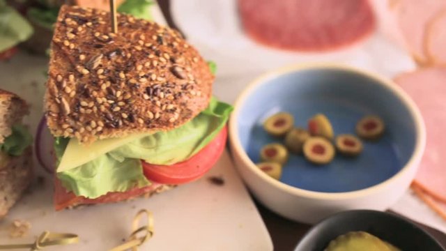 Fresh sub sandwich on multigrain bread