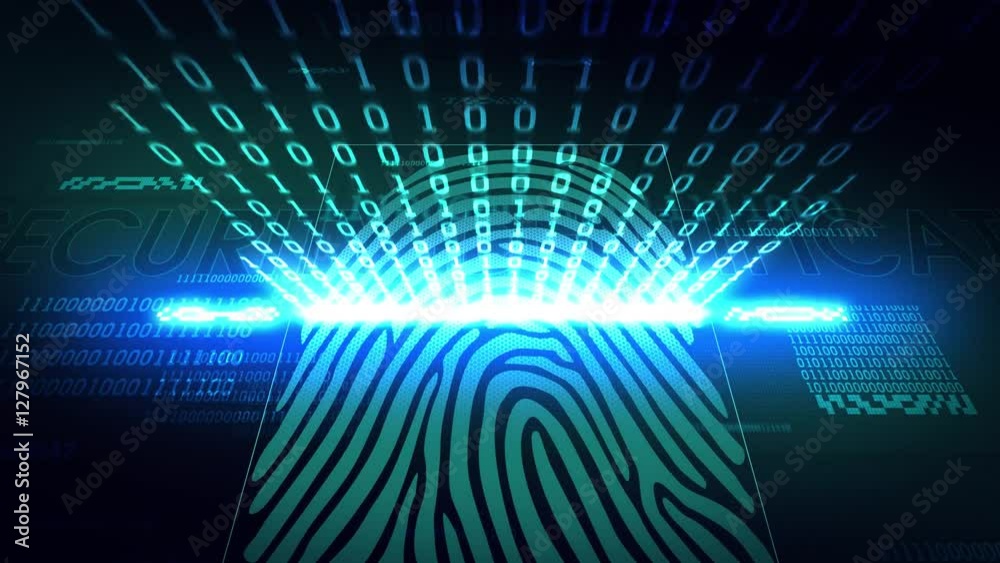 Wall mural the system of fingerprint scanning - biometric security devices digital access system