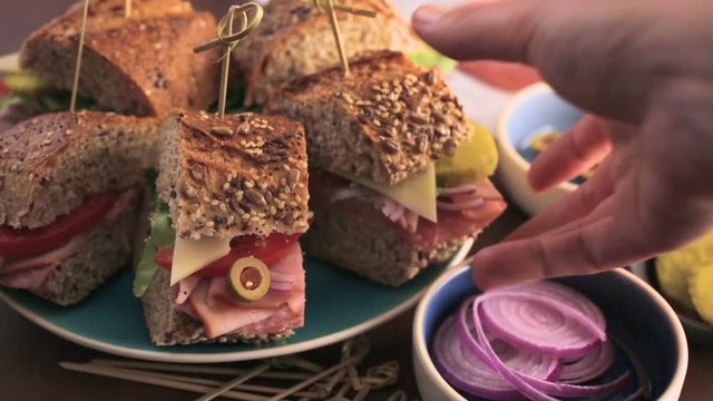 Fresh sub sandwich on multigrain bread