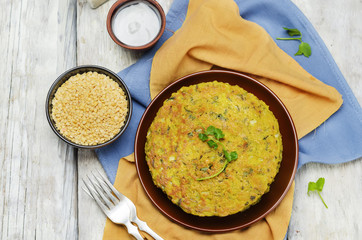 Spinach lentil pancakes. Palak Moong Dal Cheela
