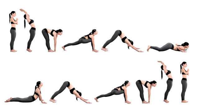 Young woman practicing yoga, white background. Sport concept.