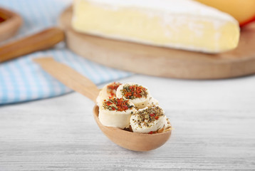 Fresh dairy on table, closeup