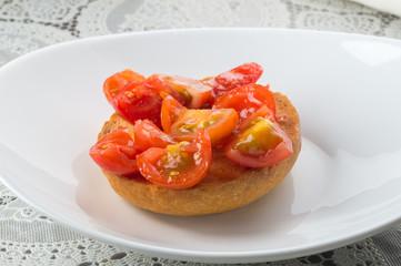 bruschettas with tomato,mozzarella and basil, italian food