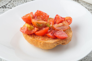 bruschettas with tomato,mozzarella and basil, italian food