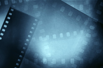 Blue film frames movie filmstrip background - obrazy, fototapety, plakaty