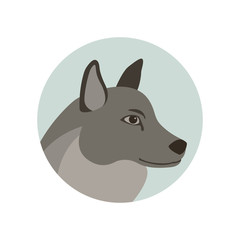 wolf head vector illustration style Flat