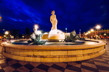 The Fountain du Soleil on Place Massena square Nice, French Riviera, Cote d'Azur, France   © jon11