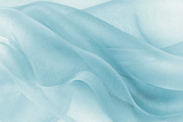 organza fabric in blue color - obrazy, fototapety, plakaty