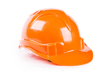 Construction orange helmet isolated on white background