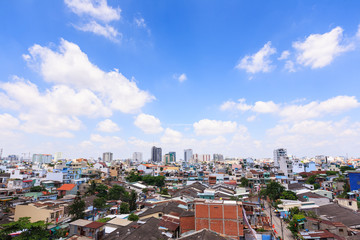 Naklejka premium Ho Chi Minh city (or Saigon) skyline, Vietnam. Ho Chi Minh city is the largest city and economic center in Vietnam with population around 10 million people.