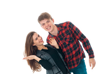 stylish couple in love in studio