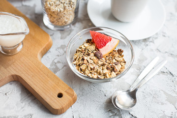 healthy breakfast: granola in bowl