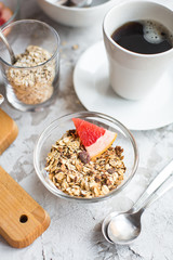 healthy breakfast: granola in bowl