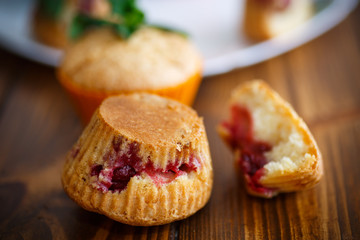sweet muffins stuffed with cherries