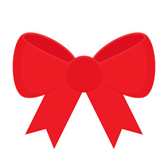 Flat icon red bow. Red ribbon. Vector illustration.