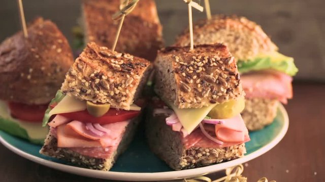Fresh sub sandwich on multigrain bread