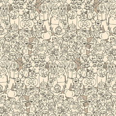 Seamless pattern of happy laughing people.