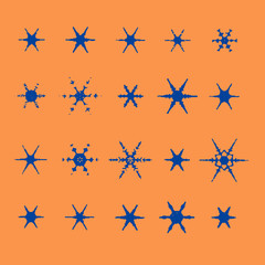 Vector vintage snowflake set . 20 original snow flakes for Christmas, New Year decoration. Hand drawn doodle objects. EPS10