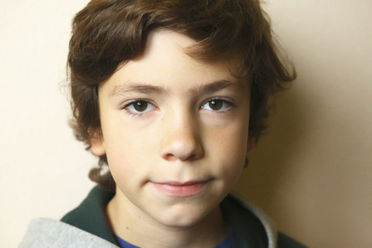 close up portrait of european teen boy