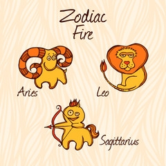 Colorful icons of zodiac