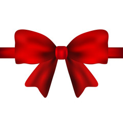 Red gift bow of ribbon isolated on white background