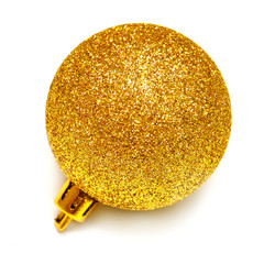 Yellow christmas ball isolated on white background