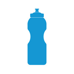 Blue Plastic bottle silhouette with water. Small sport bottle of water. Vector illustration