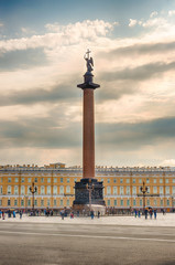 Alexander Column  in Palace Square, St. Petersburg, Russia